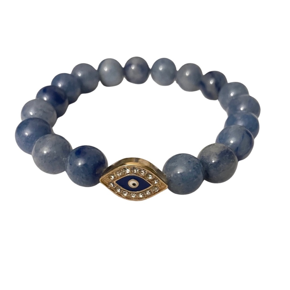 Handmade Bead Bracelet 12mm blue Aventurine ”It enhances the masculine energy nw